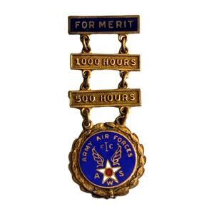 WWll Army Air Forces 1000 Hours Flight Award Norsic Co NYC Sterling 925 Medal